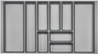 ORGA-BOX 2 Besteklade diepte: 461 x breedte: 809 mm zilvergrijs met canvas structuur voor 90 cm Nobilia lade tot 07/2012 (AUB UW LEEGTE BINNEN MAETEN!)