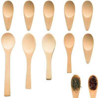 Dailygoods- Lepel Set 10 Stuks - Houten Lepels - Koffielepel 7,5 cm - Honinglepel - Dessertlepel - Licht en Robuust Design