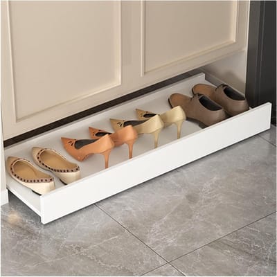Uittrekbare schoenenkast - Onderbed organizer - Schoenen opbergen - Met stille wielen - 70 x 382 cm - Wit