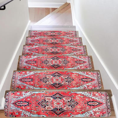 15 stuks antislip traptreden tapijt 20 x 76 cm - verwijderbaar en wasbaar - boho-stijl