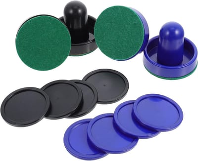 Airhockey Accessoires - Pucks en Pushers - Spelonderdelen Vervangen - Duurzaam Kunststof Materiaal - Set van 8 - Diverse Kleuren