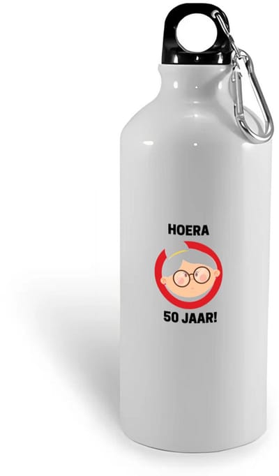 Hacebo® - hoera 50 jaar! vrouw waterfles - 49+1 - mensen die 50 zijn geworden - 50 jaar Sarah cadeau - Jubileum vrouw - Verjaardags - Grappige tekst - Jarig - Verjaardag - water fles - 400ML