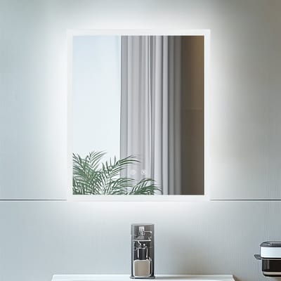 LUVODI Badkamerspiegel met verlichting - 40x50 cm LED-wandspiegel - Dimbare 3 verlichtingskleurmodi - Anti-condens