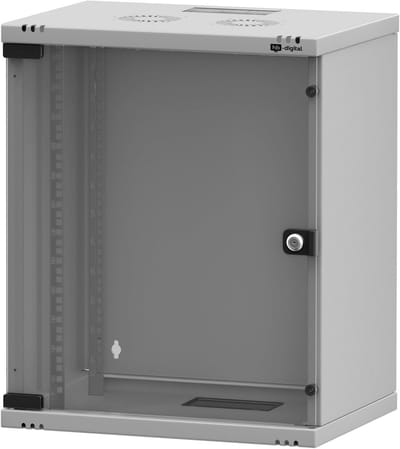 19 inch Netwerkkast 12HE Wandmontage met Glazen Deur en Slot - Diepte 400mm