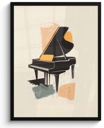 Poster in lijst - Fotolijst 50x70 cm - Posters - Vleugel - Zwart - Abstract - Illustratie - Posterlijst zwart - Decoratie - Wanddecoratie woonkamer - Muurdecoratie slaapkamer