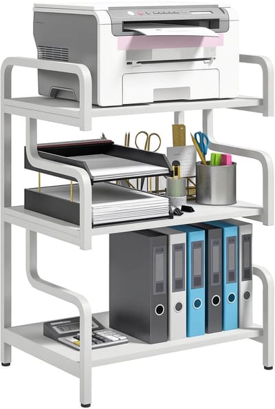 HOMCOM Printerstandaard - Staal - 55x40x77cm - Wit