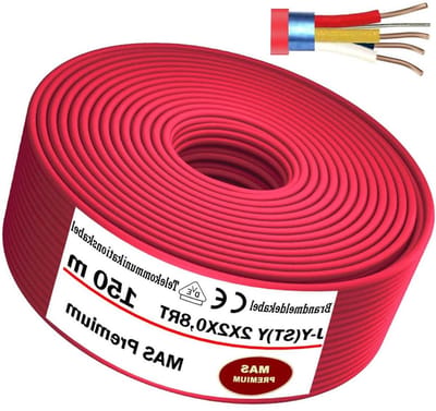 Brandmeldkabel Telecommunicatiekabel - Installatiekabel Signaalkabel - Vaste Installatie Alarm - Koperen Geleiders PVC Mantel - 150 m - Rood
