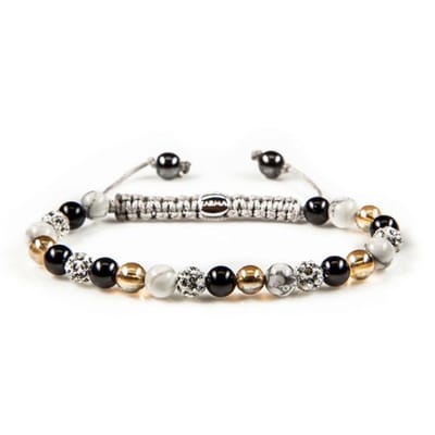 Karma Armband Spiral Black Meets Gold White Crystal