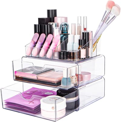 Makeup Organizer - Storage Drawers - Acrylic Skincare Organizer - Transparent met Non-Slip Mat voor Lipsticks - Sieraden - Nagelverzorging - Cosmetica Organizer voor Bureau