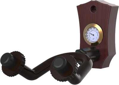 Gitaar Wandhouder - Instrumentenhaak - Instrument Ophangen - Met Hygrometer - 15 x 11 cm - Donker Hout