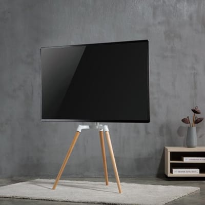 Nedis TV Vloerstandaard - 50 - 65 " - Maximaal schermgewicht: 35 kg - Scandinavian Design - Draaibaar - Anti-omval-riem - Snap-lock - Aluminium / Staal - Wit