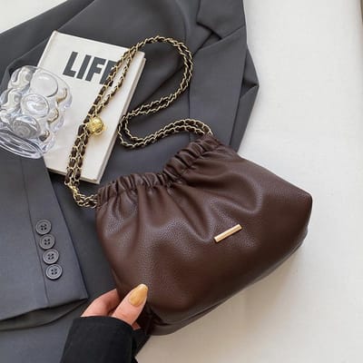 Sac Seau Rétro Haut de Gamme Polyvalent Sac à Chaîne de Niche Tendance Femmes Automne et Hiver Monobretelle Bandoulière Sac de Commuting black