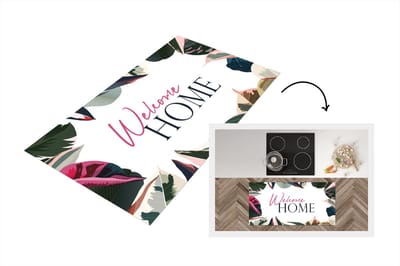 Keukenloper - Loper keuken - Welkom Thuis - Bloemen - Roze - 120x60 cm - Keukenloper vinyl