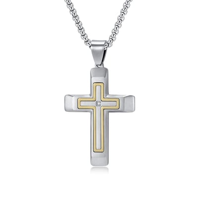 Lumici® | Kruis Ketting – Jezus Ketting – Christelijk Kruis – Geloof – God – Jezus Christus – The Lord – Religie – Spiritueel – CZ Steen – RVS – Gold Plated – Zilver & Goud – Cadeau Voor Vrouwen & Mannen – Liefde