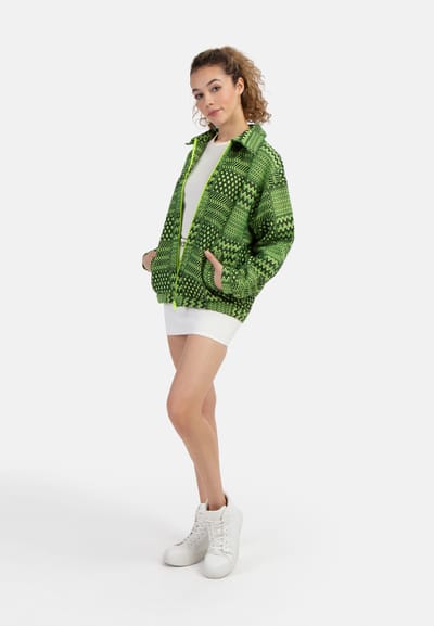 Mymo Oversized blouson Dames Neongroen Zwart