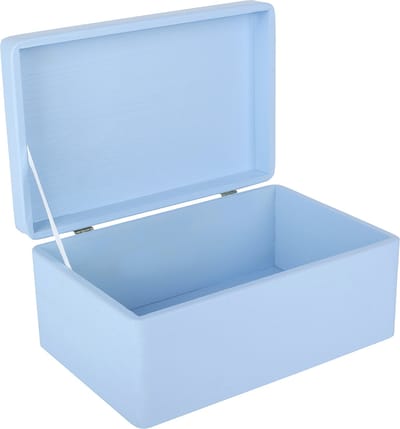 Creative Deco Blauw Grote Houten Doos Opbergdoos | 30 x 20 x 14 cm met Deksel | Documenten, Kostbaarheden, Speelgoed en Gereedschap