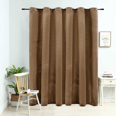 vidaXL - Gordijn - verduisterend - met - ringen - 290x245 - cm - fluweel - beige