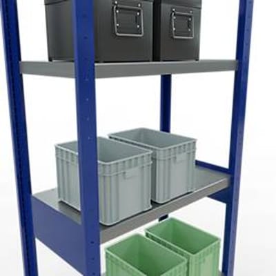 Schulte Lagertechnik MULTIplus 250 boutloos rekkensysteem, basisrek, lengte bout, 2500x750x400 mm, 6 legborden, gentiaanblauw/verzinkt