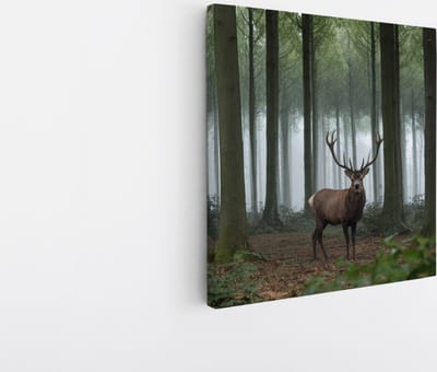 Saammp Canvas Schilderij - Hert in de Natuur - Dieren - 20x20 - Foto op canvas - Wanddecoratie - Muurdecoratie Woonkamer - Slaapkamer decoratie - Canvas Print