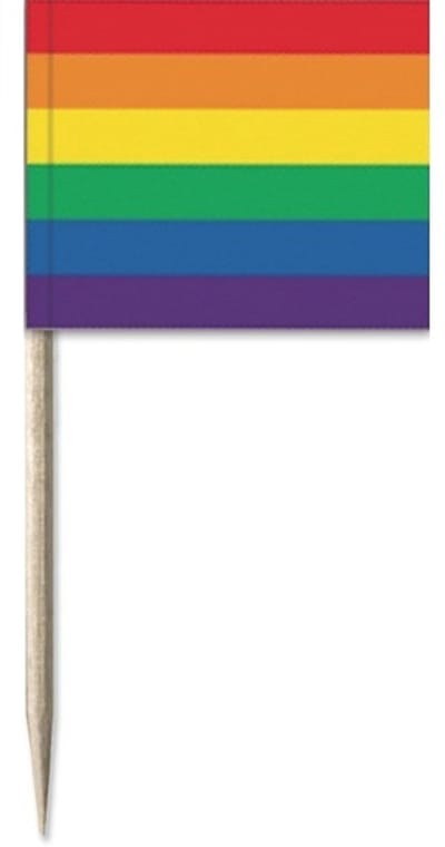 150x Cocktailprikkers regenboog vlag 8 cm vlaggetje decoratie - Wegwerp prikkertjes - Gay Pride thema