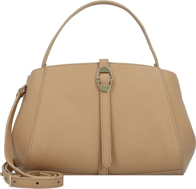 COCCINELLE Leren Handtas Schoudertas Chara Handbag Grained Leather Fresh Beige