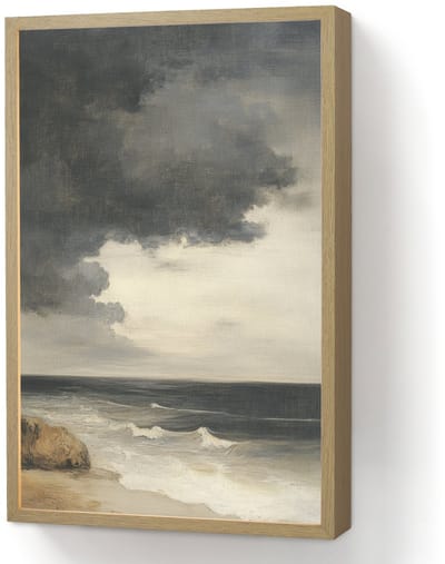 Wandlamp 40x60 cm - Oplaadbaar - Kust - Golven - Rots - Storm - Wandlampen binnen woonkamer - Slaapkamer lamp - Decoratieve nachtlamp - Vloerlamp draadloos