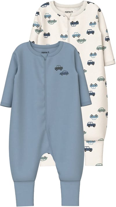 NAME IT- NBMNIGHTSUIT 2P ZIP FF CAR NOOS - Jongens - Sleepsuit