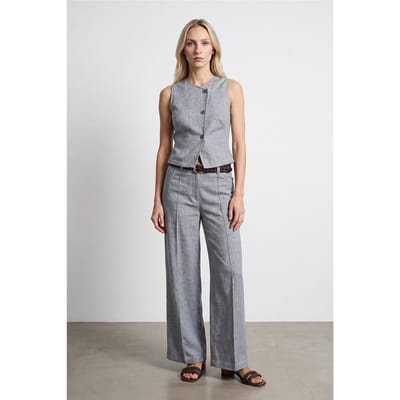 Hoge Taille Wijde Pantalon met Plissé