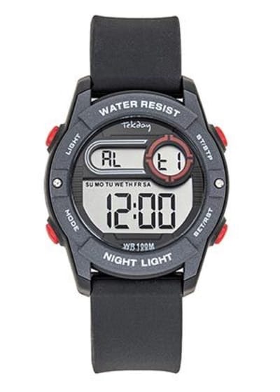 Tekday-Horloge-Digitaal-35MM-Alarm-Stopwatch-Timer-10ATM Waterdicht-Silicone band-Zwart/Grijs/Rood