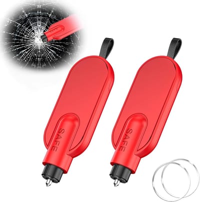 2-delige set ruitenbreker, gordelsnijder, 2-in-1 gordelsnijder, ruitenbreker, autoveiligheidsgereedschap, mini-hamer, ruitenbreker, hamer voor noodgevallen, geschikt voor onderzeeërs en landvoertuigen