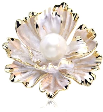 Broche- witte bloem - Charme Bijoux