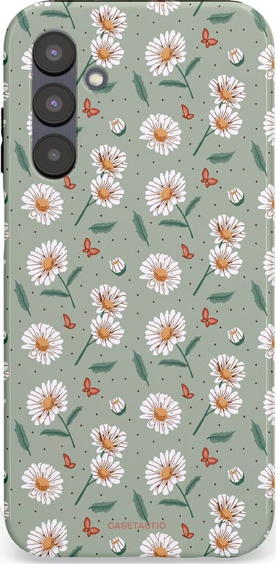 Casetastic Hoesje Geschikt voor Samsung A25 - Stijlvolle Beschermende Duo-layer Case - Vleugels en madeliefjes