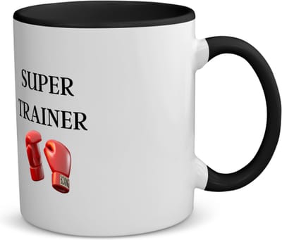 Akyol - super trainer koffiemok - theemok - zwart - Sport - coach - boxing - trainer - geschenk - verjaardag - love gift - 350 ML inhoud
