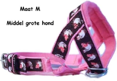 Hoofdhalster hond - Anti trek - Gevoerd - Maat M - Licht roze - Skull - Antitrek hoofdhalster hond - Hoofdhalster hond - Antitrek hond - Trainingshalsband