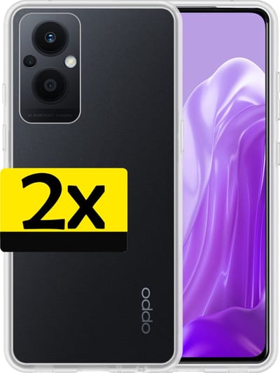 Hoesje - 2 Stuks - Geschikt voor OPPO Reno 8 Lite - Sterk & Shockproof - Case Siliconen - Back Cover - Telefoon Hoes - Telefoonhoesjes - Transparant