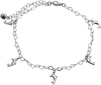 Fako Bijoux® - Enkelbandje - Enkelsieraad - Hartjes Dolfijn