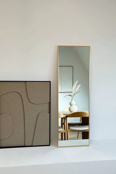 Nordic Style® Rechthoekige spiegel 125x40cm - Zacht Goud - Scandinavische Spiegels - Vierkant - Pas spiegel - Staande spiegel - Kleedkamer spiegel - Pas
