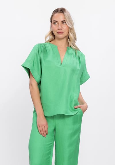 Minus Msjuno Linen Blouse Dames - Jurken - Groen - Maat 36