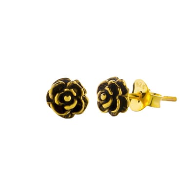 Zilveren oorstekers - roosjes - gold plated - 925 zilver - luxe