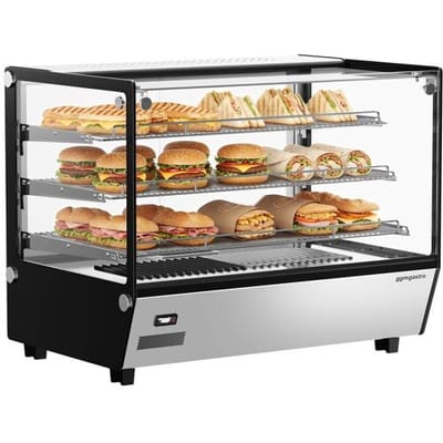 GGM Gastro Warmhaltevitrine - 880mm - 1,5 kW - mit 3 Ablagen Zilver