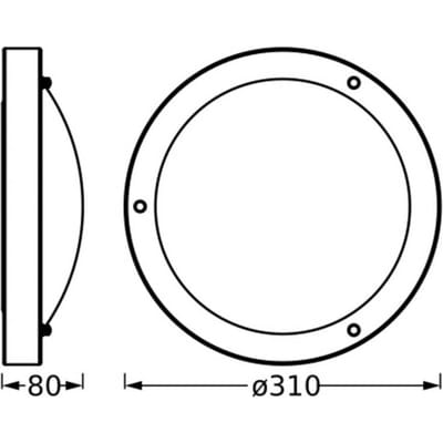 OSRAM BADKAMER CLASSIC ROUND badkamerplafondlamp 280mm, zwart, E27 fitting, kan worden uitgerust met een slimme lamp, hoogwaardige afwerking, cilindrische vorm, IP44