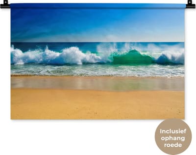 Wandkleed - Wanddoek - Zee - Golf - Strand - 60x40 cm - Wandtapijt