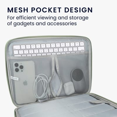 kwmobile tablet en keyboard tas geschikt voor Magic Keyboard K380 K480 & 12,9" - 13" Tablet hoesje - Met meerdere compartimenten - Bluetooth toetsenbord cover - In groen