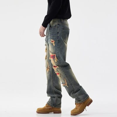 Marque Tendance Rétro Américaine Jeans Amples et Droits Neufs pour Homme Printemps et Automne Pantalon Personnalisé pour Homme 38 bleu