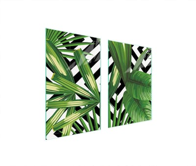 TMK ArtDeko - Serie Bladeren - Glazen Beschermplaat - 65x52cm - Meerkleurig