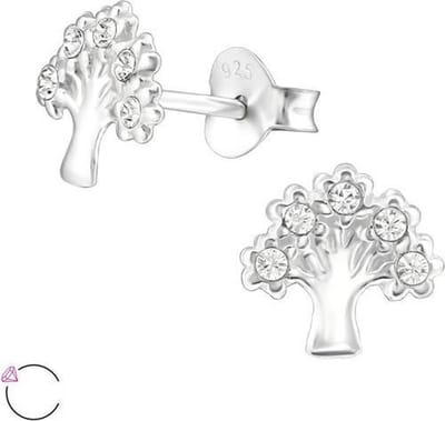 Montebello Oorbellen Bilenca - 925 Zilver - Swarovski - Levensboom - ∅8mm
