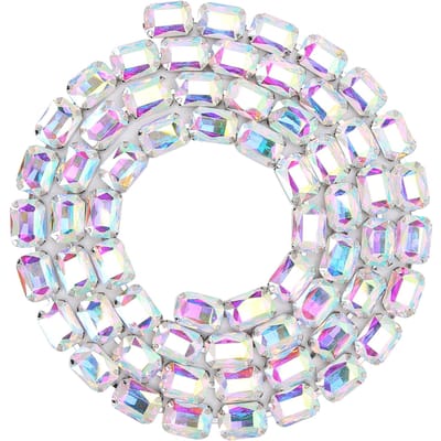 Rechthoekige Glazen Diamant Ketting Hanger DIY Handgemaakt Naaien Kleding Schoenen Accessoires(AB Kleurrijk ) white