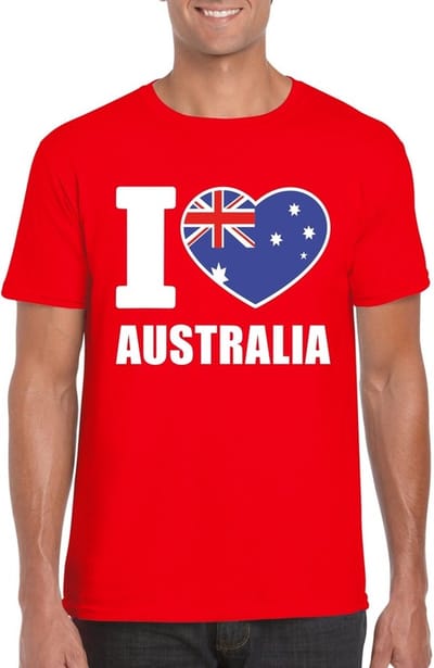 Rood I love Australie supporter shirt heren - Australisch t-shirt heren S