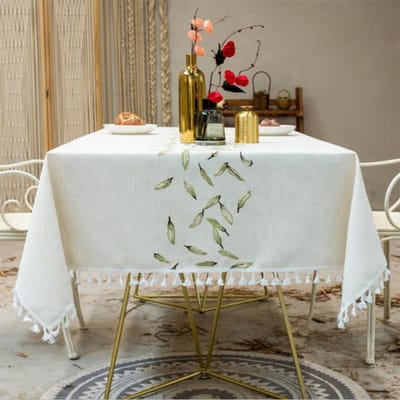 Borduurwerk Anglicanum Kwast Tafelkleed Katoen Linnen Stofdicht Tafelkleed Voor Keuken Eetkamer Thuis Feest Tafelblad Decor 90x90cm
