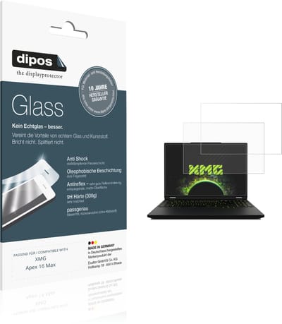 dipos – 2x Matte Pantserfolie geschikt voor XMG Apex 16 Max | 9H Screenprotector